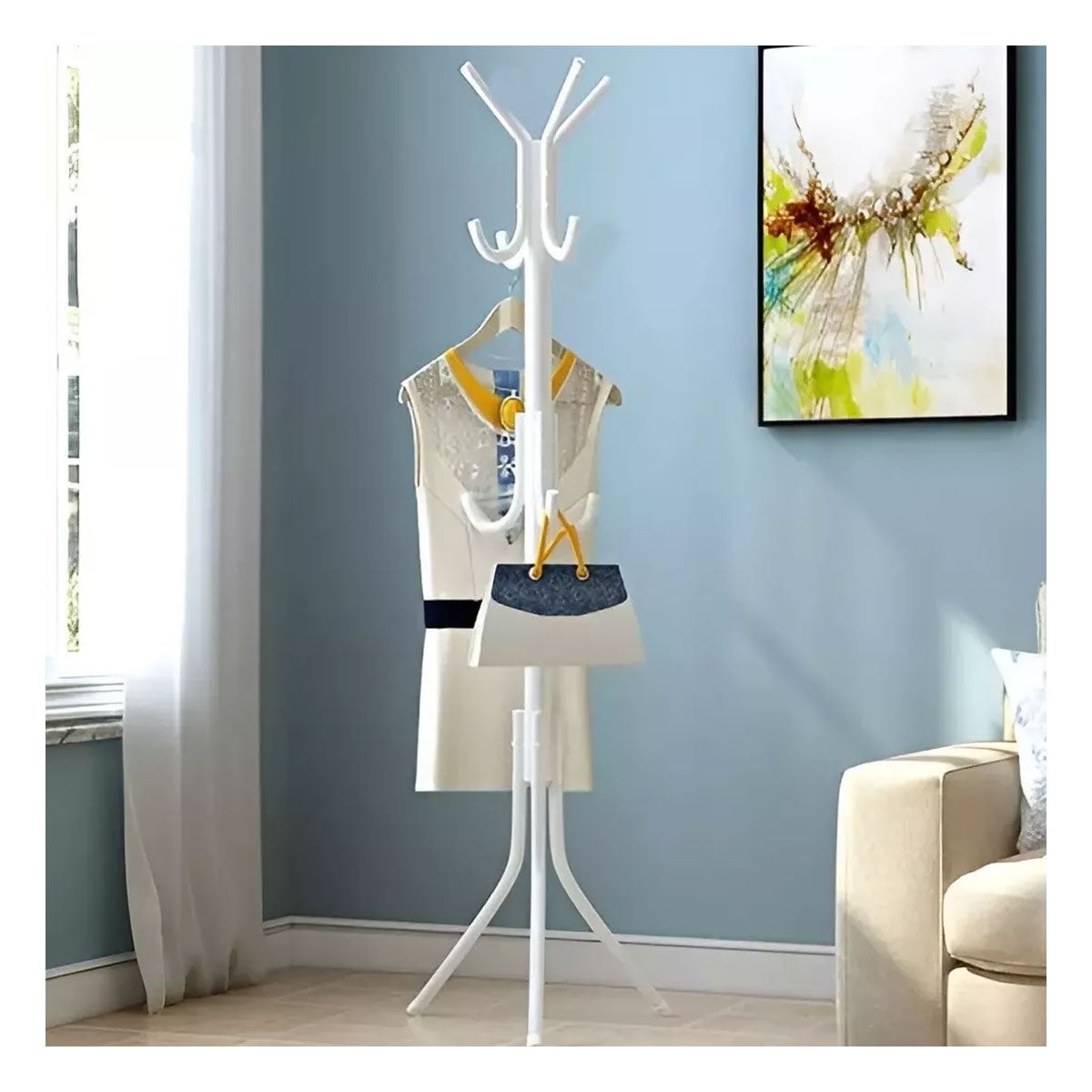 PACK4 SOPORTE MULTIUSO 175X45CM PARA ROPA Y ACCESORIOS EN HOGAR BLANCO FIRME Y+PAPEL REGALO - 5