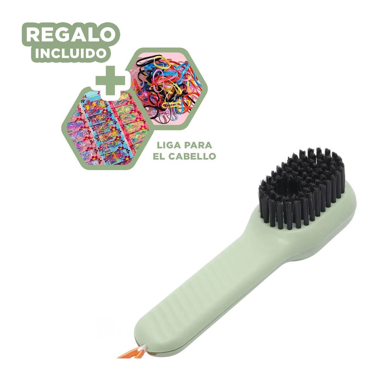 CEPILLO CON DISPENSADOR MULTIFUNCIONAL RESISTENTE PARA LIMPIEZA GENERAL VERDE Y+LIGAS REGALO - 2
