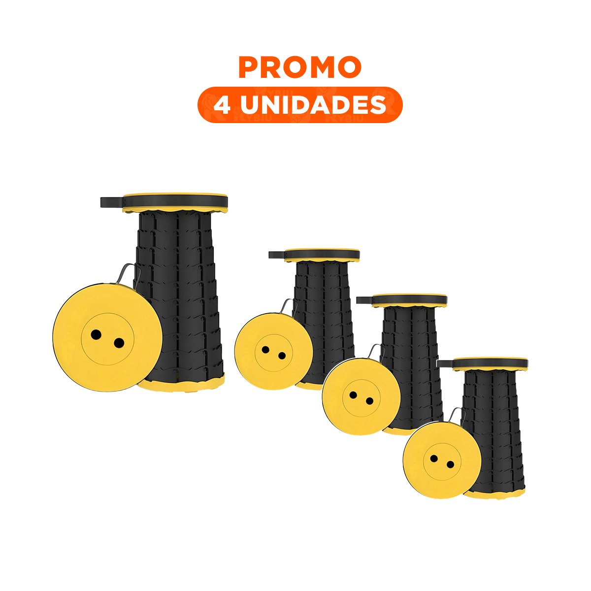PACK4 BUTACA FUNCIONAL PLEGABLE CON SEGURO PORTATIL PARA HOGAR AMARILLO - 1