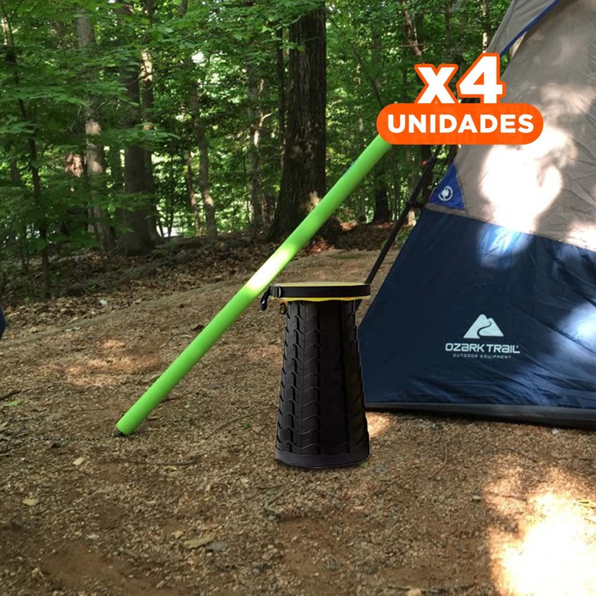 PACK4 TABURETE PLEGABLE CON SEGURO PORTATIL PARA USO EN INTERIOR AMARILLO Y+REGALO STICKER - 1