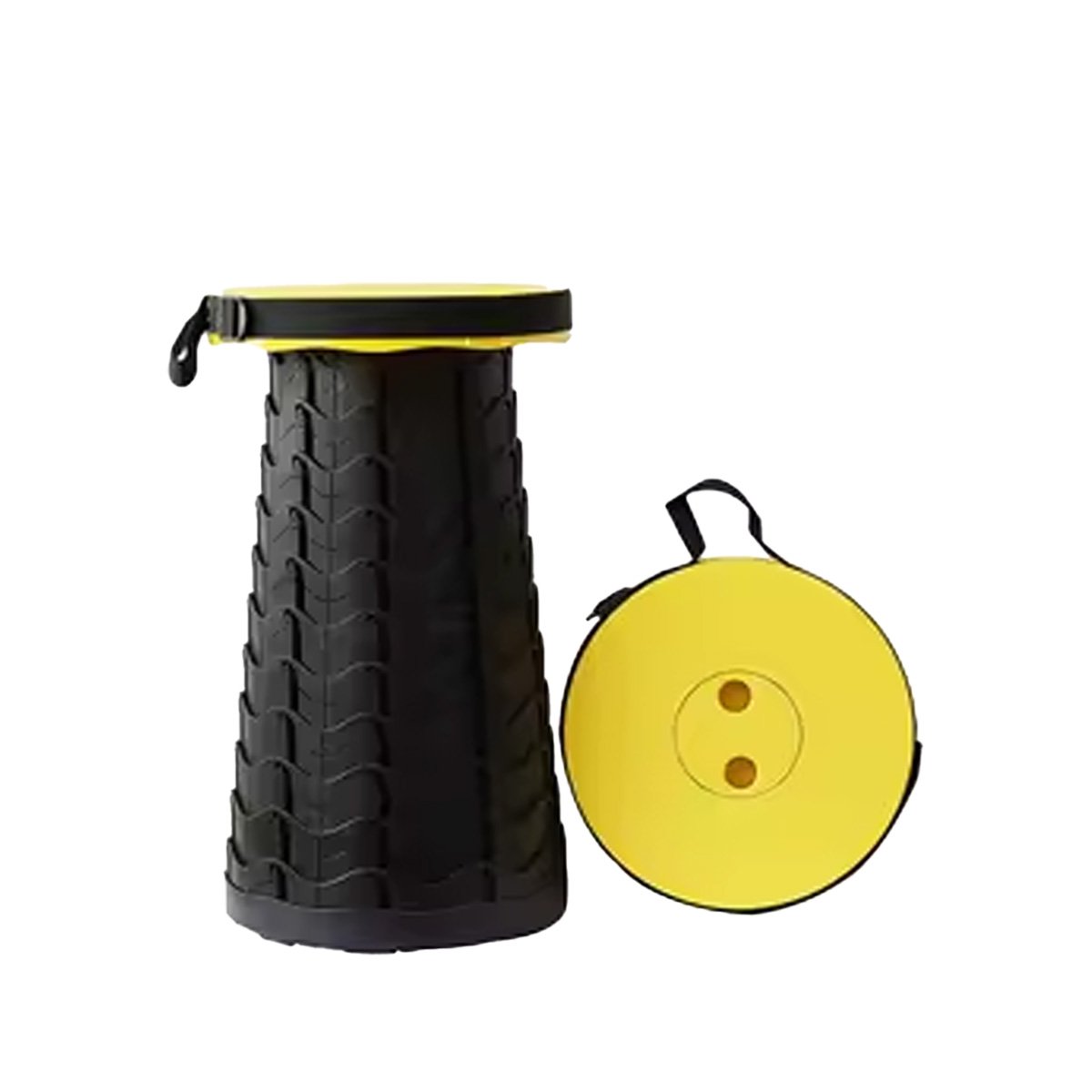 PACK6 TABURETE FUNCIONAL PLEGABLE CON SEGURO PORTATIL PARA INTERIOR AMARILLO Y+REGALO STICKER - 2