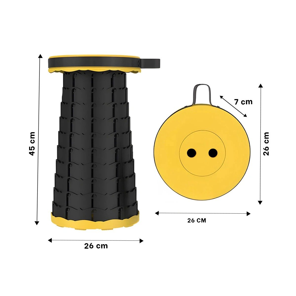 PACK6 TABURETE FUNCIONAL PLEGABLE CON SEGURO PORTATIL PARA INTERIOR AMARILLO Y+REGALO STICKER - 4