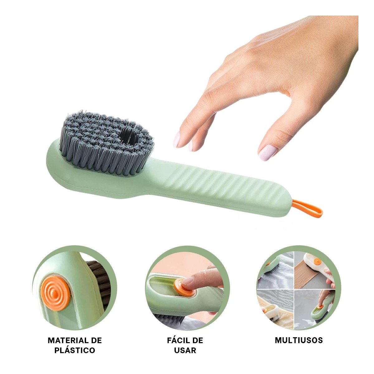 CEPILLO CON DISPENSADOR MULTIFUNCIONAL PARA USO DIARIO EN HOGAR VERDE Y+PAPEL REGALO - 5