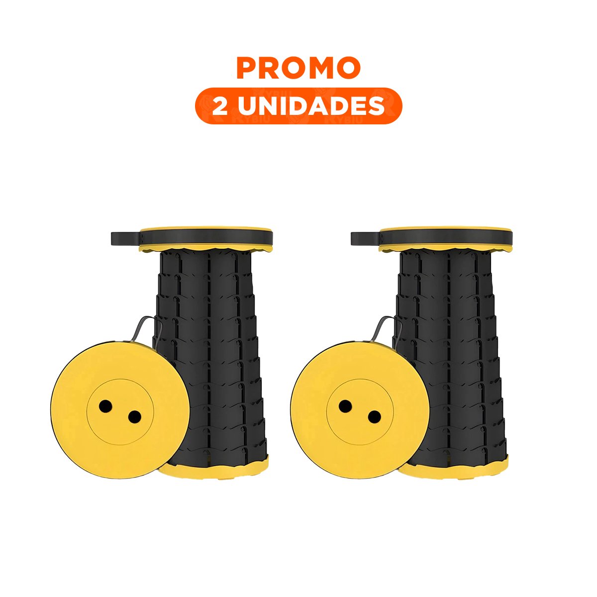 PACK2 BUTACA RESISTENTE PLEGABLE CON SEGURO PORTATIL PARA INTERIOR AMARILLO Y+REGALO STICKER - 1
