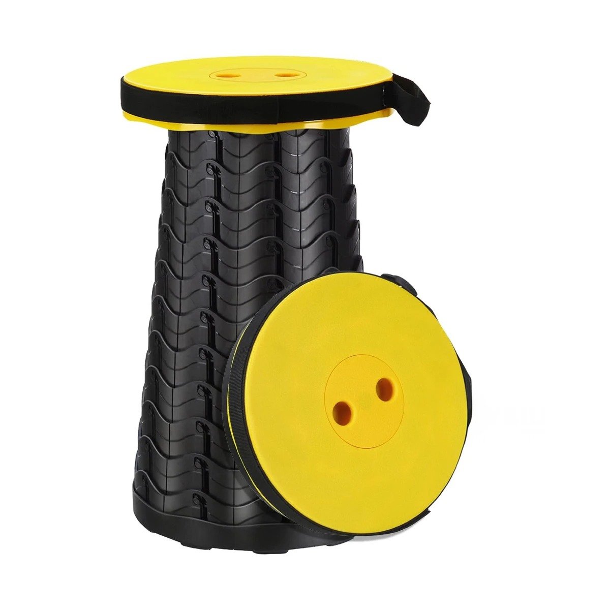 PACK2 BUTACA RESISTENTE PLEGABLE CON SEGURO PORTATIL PARA INTERIOR AMARILLO Y+REGALO STICKER - 2