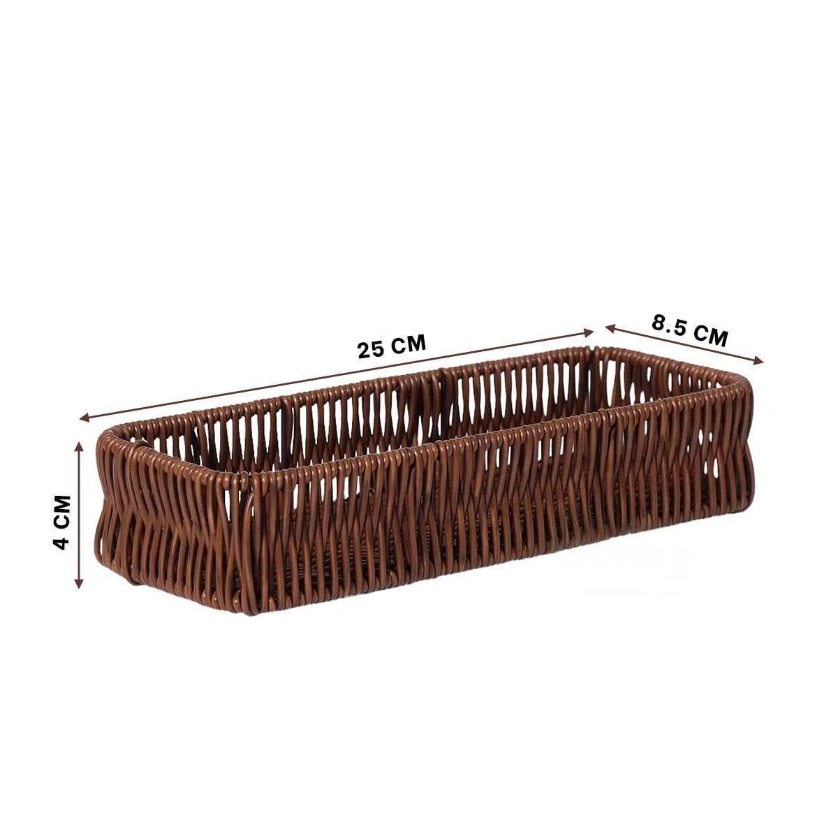 CESTA DECORATIVA TEJIDA MULTIUSO RECTANGULAR MARRON PARA ORDEN PERSONAL DIARIO Y+LIGAS REGALO - 4