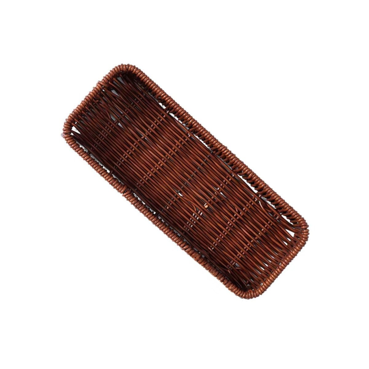 CESTA DECORATIVA TEJIDA MULTIUSO RECTANGULAR MARRON PARA ORDEN PERSONAL DIARIO Y+LIGAS REGALO - 5
