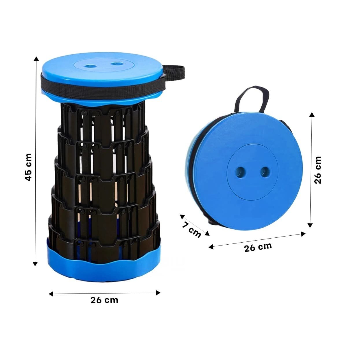 TABURETE PLEGABLE PORTATIL CON DOBLE SEGURO PARA USO DOMESTICO TAPA AZUL NEGRO Y+POST IT - 4