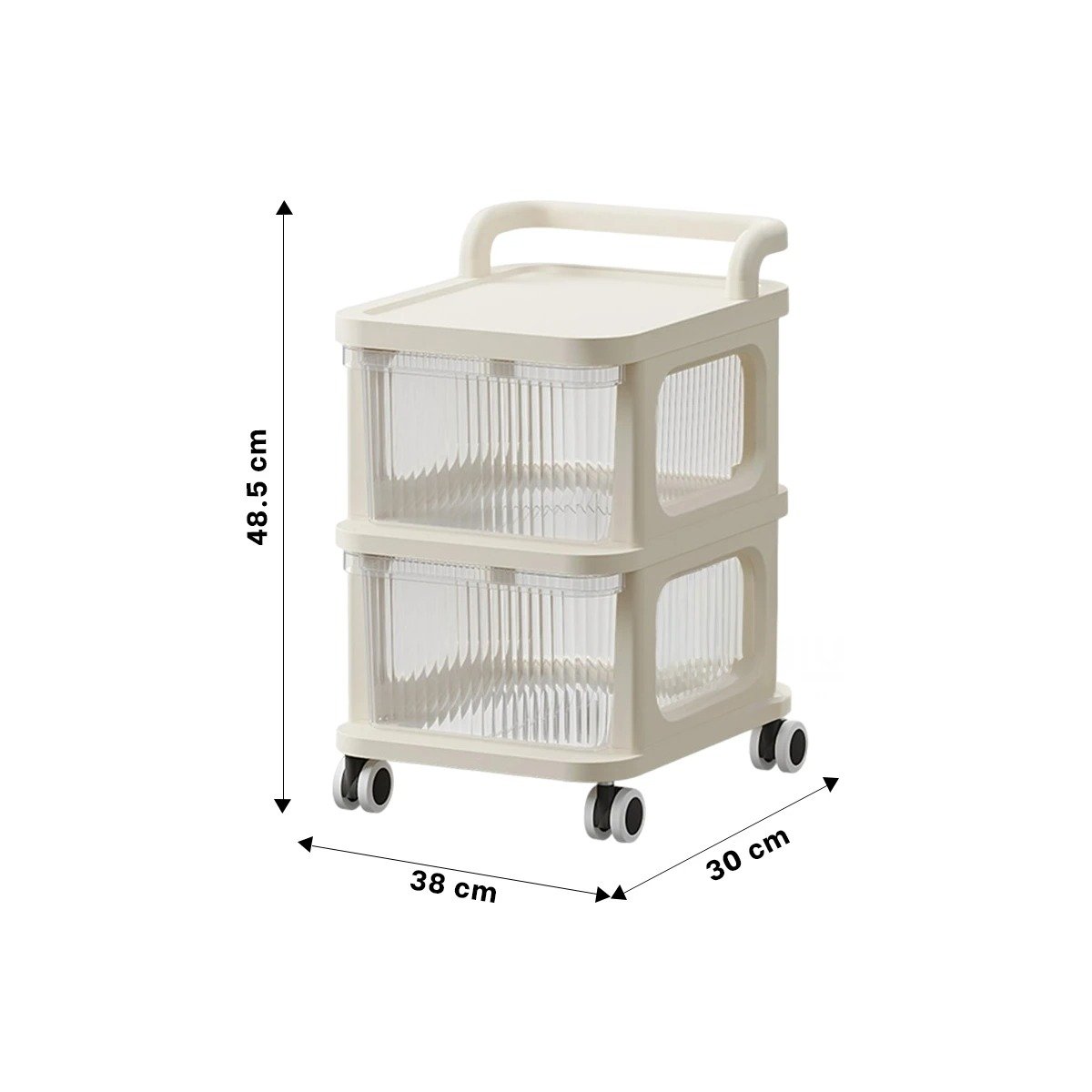 CARRITO AUXILIAR CERRADO CON CAJONES DE 2 NIVELES CON ASA BEIGE CLARO HOGAR Y+PAPEL REGALO - 4