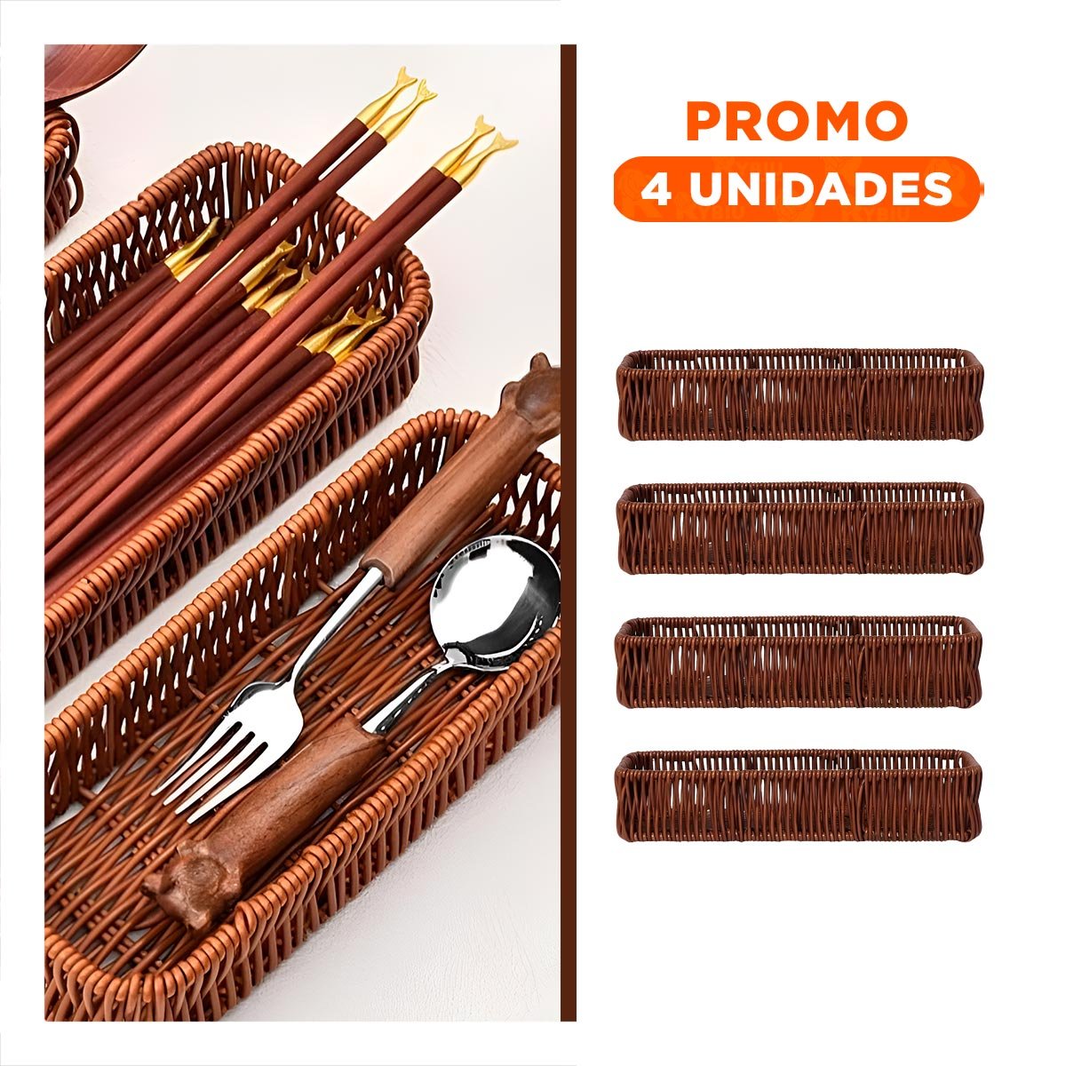 PACK4 ORGANIZADOR DECORATIVO TEJIDO MULTIUSO RECTANGULAR MARRON ORDEN PERSONAL DIARIO - 1