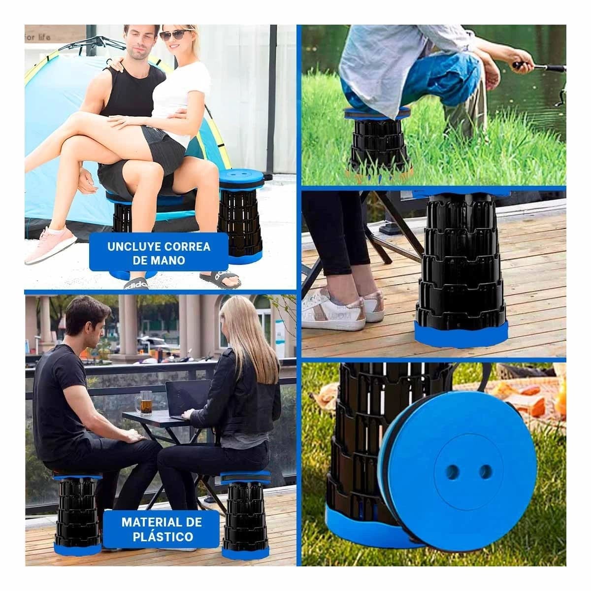 BUTACA PLEGABLE PORTATIL CON SISTEMA SEGURO PARA HOGAR Y CASA TAPA AZUL NEGRO Y+LIGAS REGALO - 1