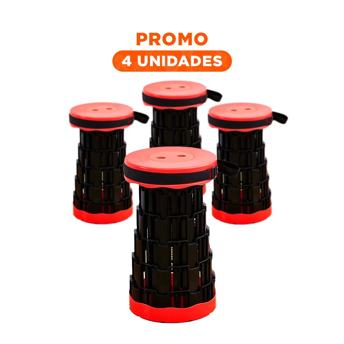 PACK4 BUTACA COMPACTA PLEGABLE 2 SEGUROS PORTATILES DISENO ROJO NEGRO - 1