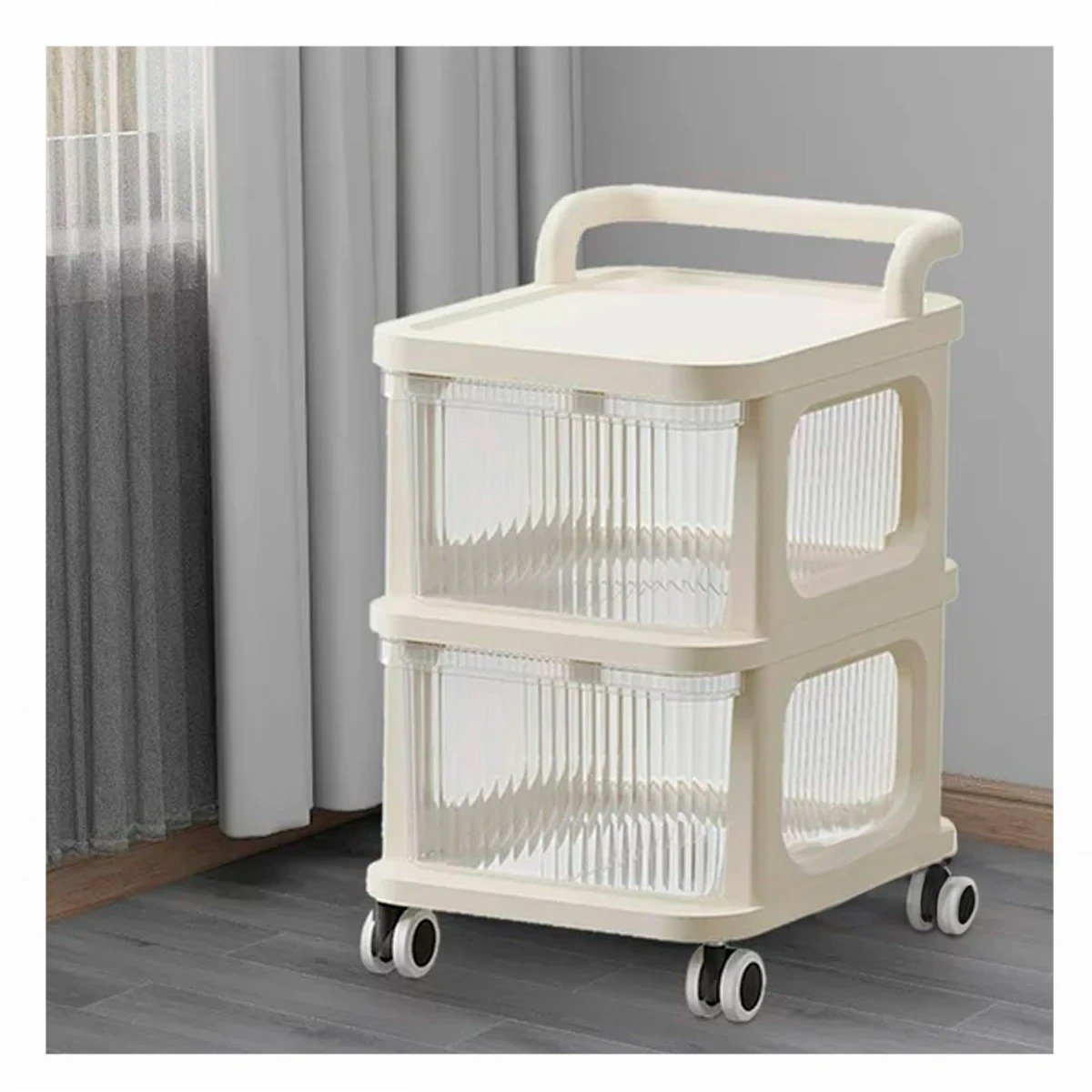 PACK6 GABINETE AUXILIAR CERRADO CON CAJONES DE 2 NIVELES CON ASA BEIGE CLARO - 3