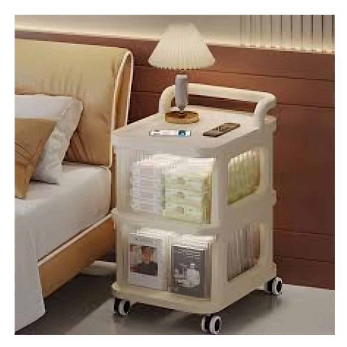 PACK4 GABINETE ORGANIZADOR CERRADO CON CAJONES DE 2 NIVELES CON BEIGE CLARO Y+REGALO STICKER - 5