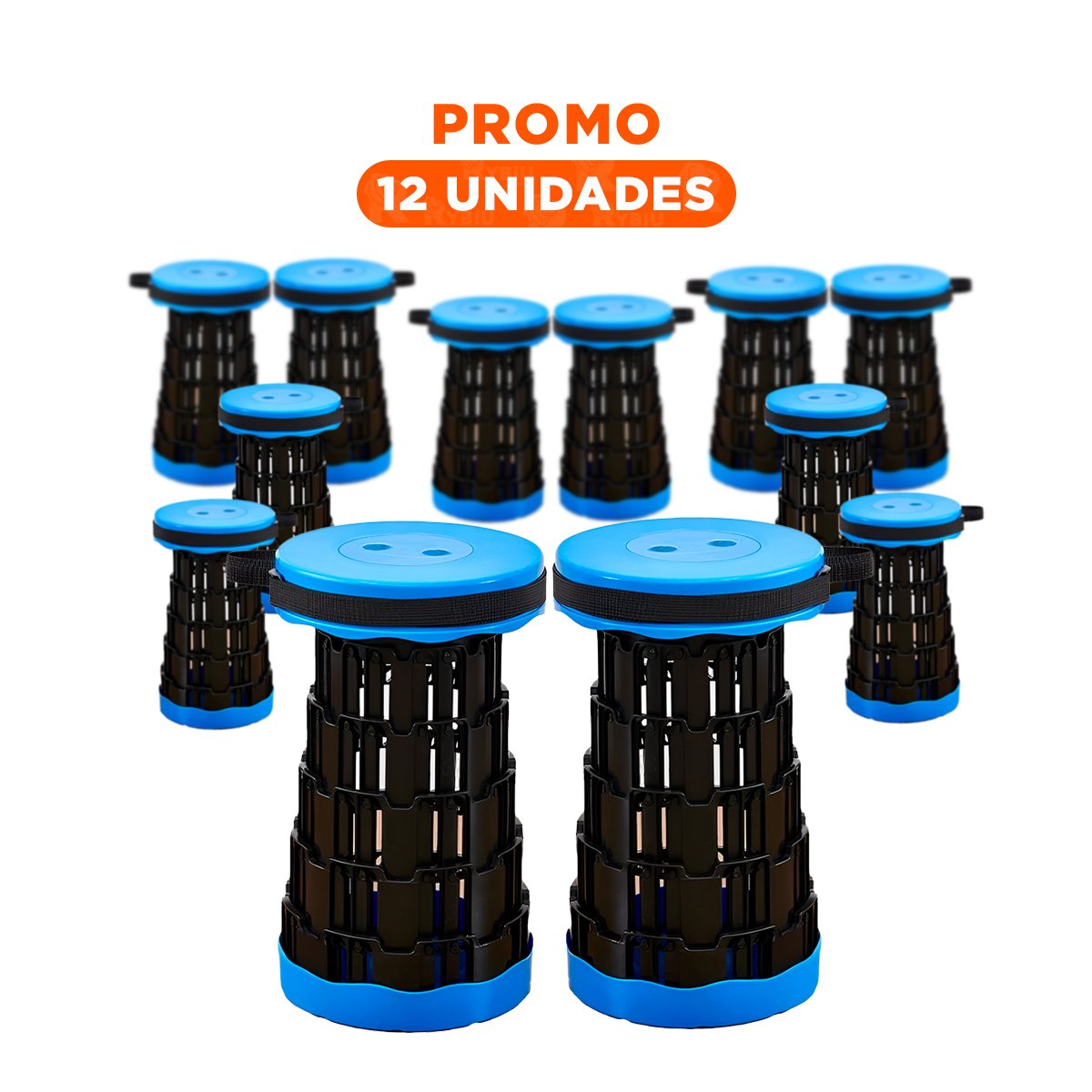 PACK12 TABURETE PRACTICO PLEGABLE PORTATIL CON DOBLE SEGURO CASA HOGAR - 1
