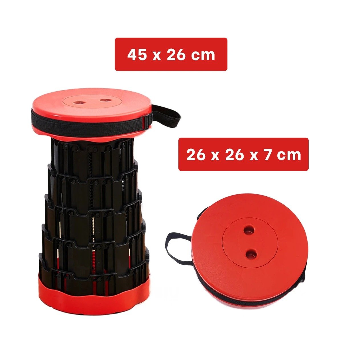 PACK2 BUTACA PRACTICA PLEGABLE 2 SEGUROS PORTATILES ROJO NEGRO HOGAR MODERNO Y+PAPEL REGALO - 4