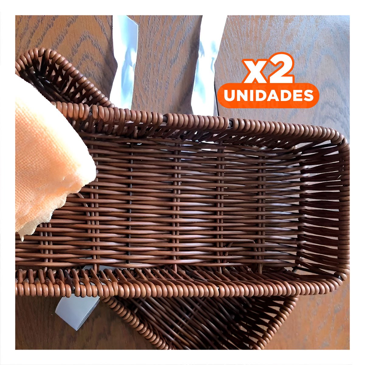 PACK2 ORGANIZADOR TEJIDO MULTIUSO RECTANGULAR MARRON PARA ESPACIOS DEL HOGAR Y+PAPEL REGALO - 1
