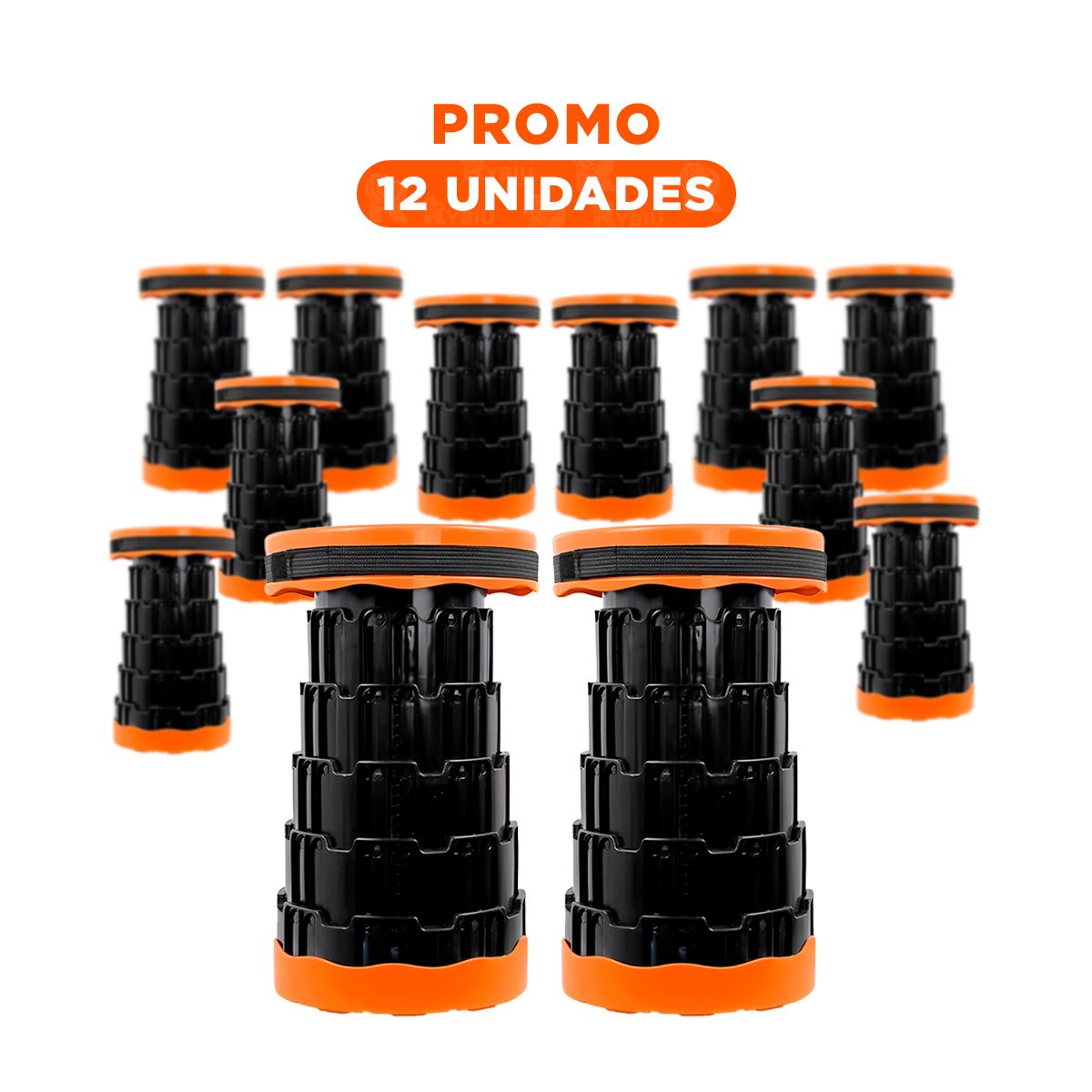 PACK12 TABURETE RESISTENTE PLEGABLE 2 SEGUROS PORTATILES CENTRO NEGRO NARANJA - 1