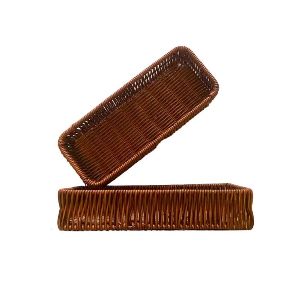 PACK6 CESTO DECORATIVO TEJIDO MULTIUSO RECTANGULAR MARRON ORDEN PERSONAL Y+REGALO STICKER - 2