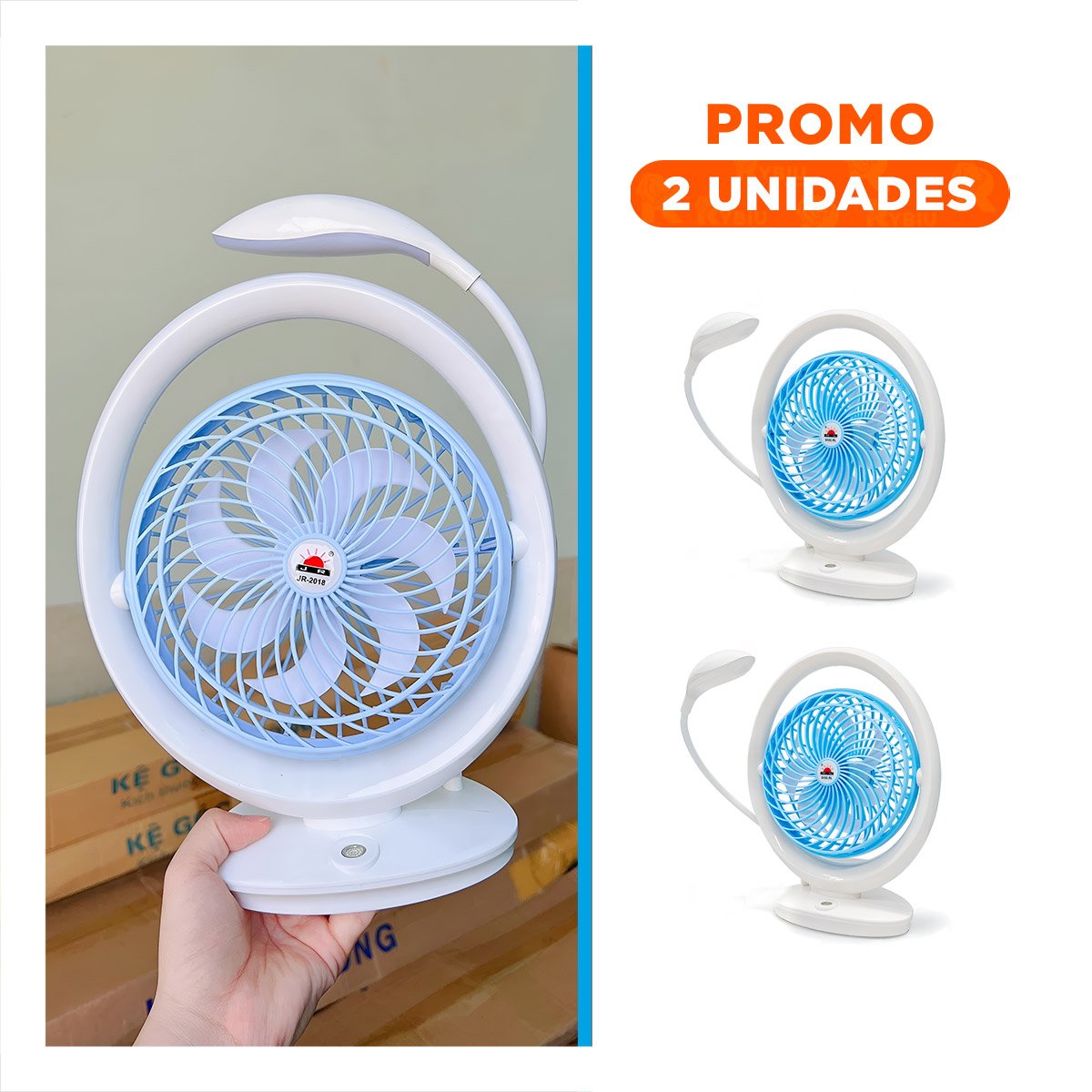 PACK2 CIRCULADOR RECARGABLE CON ILUMINACION INTEGRADA 3 VELOCIDADES CELESTE Y+REGALO STICKER - 1