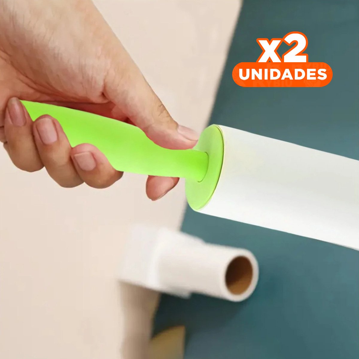 PACK2 LIMPIADOR DE PELUSA EN RODILLO ADHESIVO PARA PRENDAS VERDE PLUS NUEVO Y+PAPEL REGALO - 1