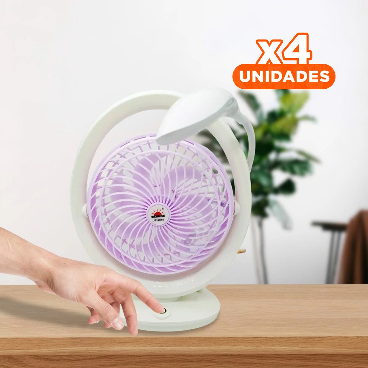 PACK4 AIREADOR RECARGABLE CON LAMPARA DE MESA Y 3 VELOCIDADES LILA Y+REGALO STICKER - 1