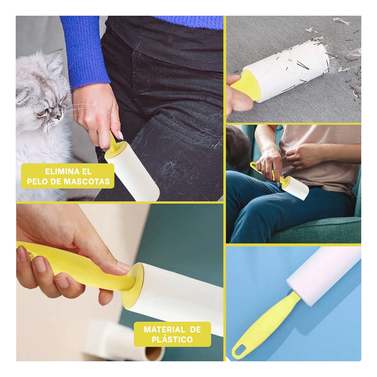 RODILLO REMOVEDOR DE PELUSA PARA PRENDAS Y SUPERFICIES EN HOGAR AMARILLO Y+PAPEL REGALO - 3