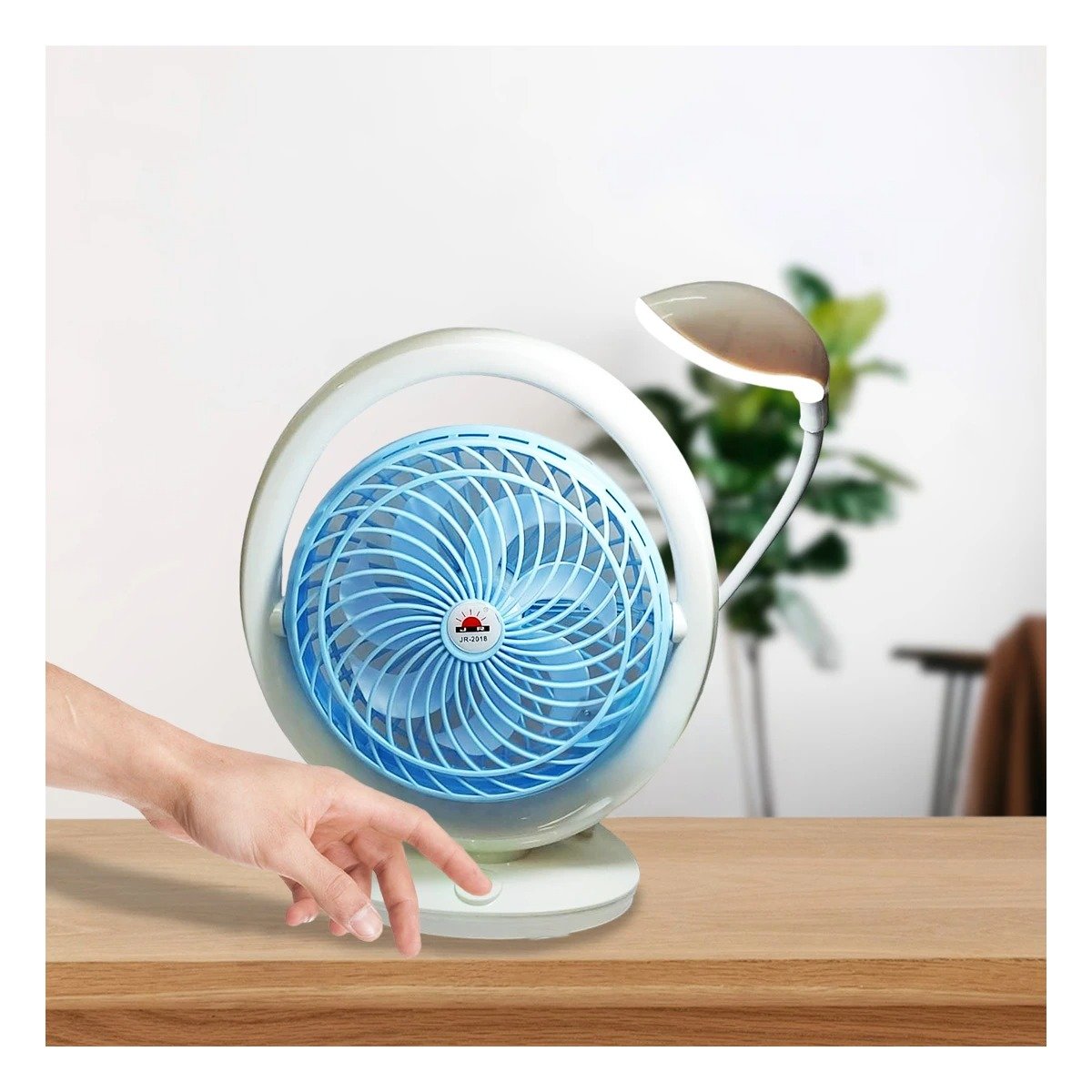 PACK2 CIRCULADOR PORTATIL RECARGABLE CON LUZ DE MESA 3 VELOCIDADES CELESTE Y+PAPEL REGALO - 5