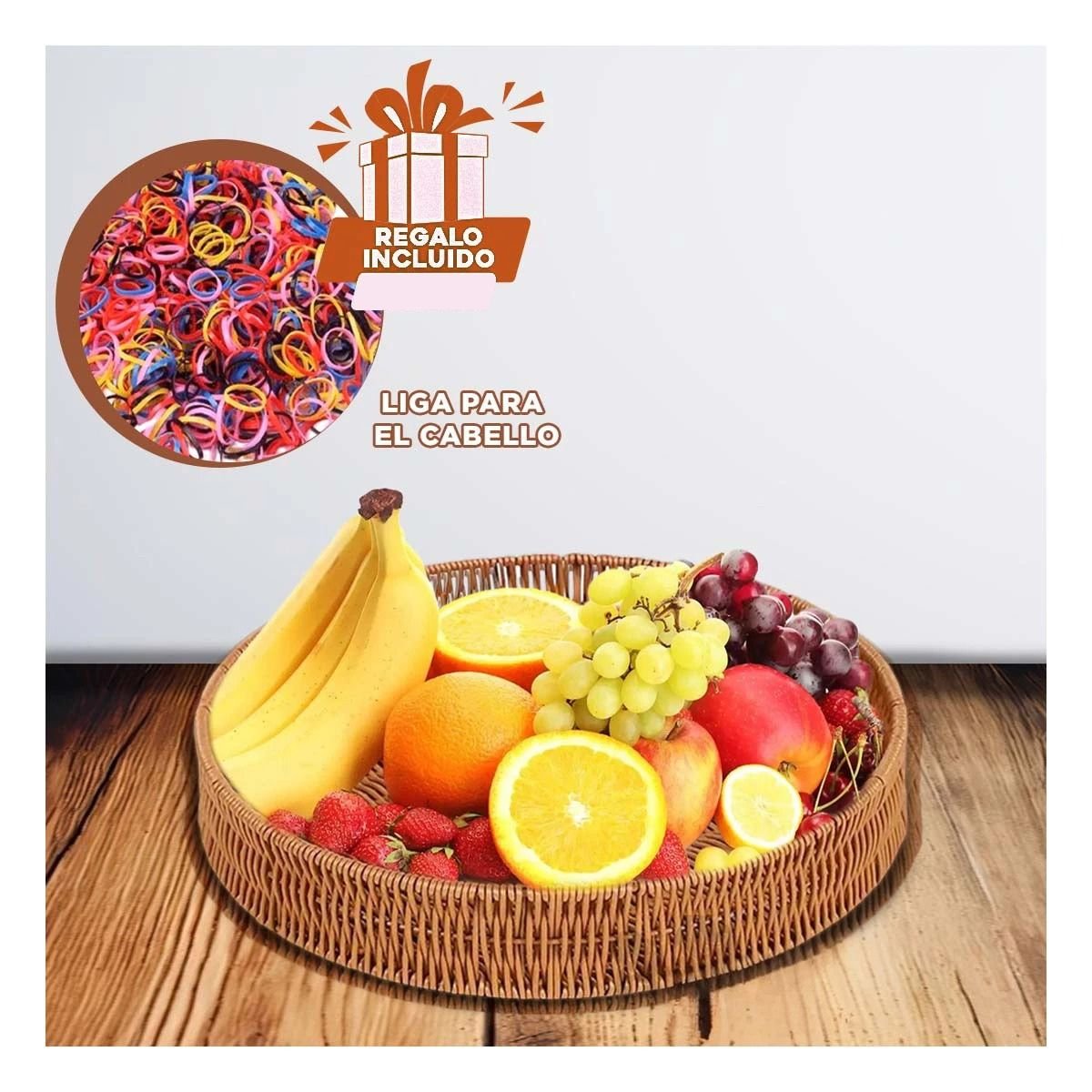 BANDEJA DECORATIVA TEJIDA CIRCULAR 30CM MARRON PARA ORDEN PERSONAL DIARIO EXTRA Y+LIGAS REGALO - 2
