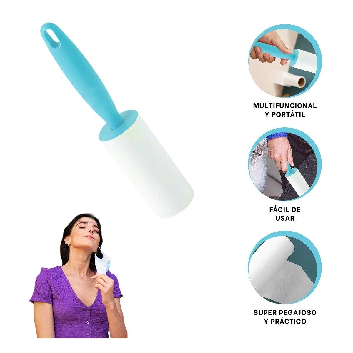 RODILLO REMOVEDOR DE PELUSA PARA PRENDAS Y SUPERFICIES EN HOGAR CELESTE Y+PAPEL REGALO - 5