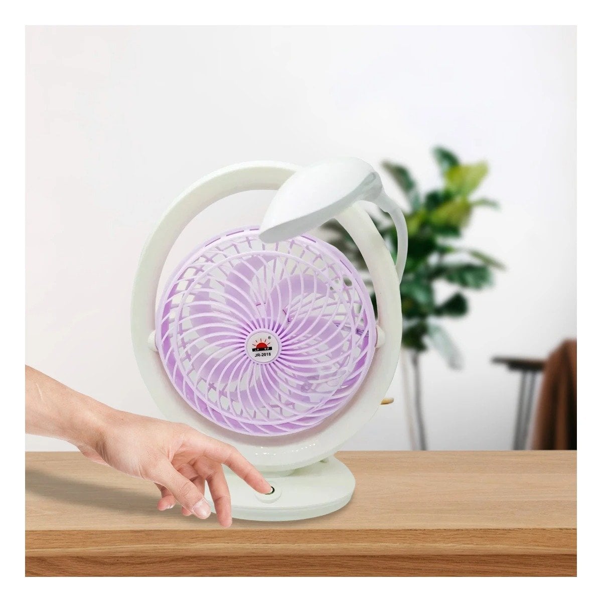 VENTILADOR PRACTICO RECARGABLE CON LUZ DE MESA Y 3 VELOCIDADES LILA Y+POST IT - 3