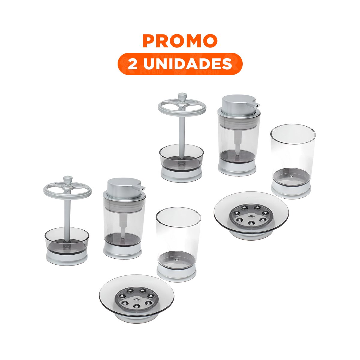 PACK2 COLECCION PRACTICA ASEO 4 PIEZAS PLATEADO USO DIARIO CASA HOGAR NUEVO Y+REGALO STICKER - 1