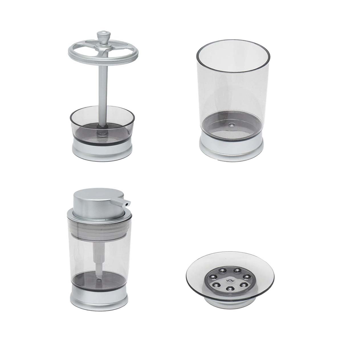 SET DECORATIVO ASEO 4 PIEZAS PLATEADO PARA ORDEN PERSONAL DIARIO EXTRA PLUS Y+LIGAS REGALO - 5