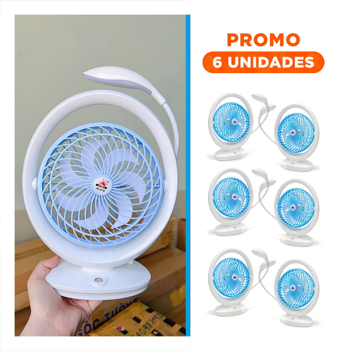 PACK6 EXTRACTOR MODERNO RECARGABLE CON LAMPARA Y 3 VELOCIDADES CELESTE Y+REGALO STICKER - 1