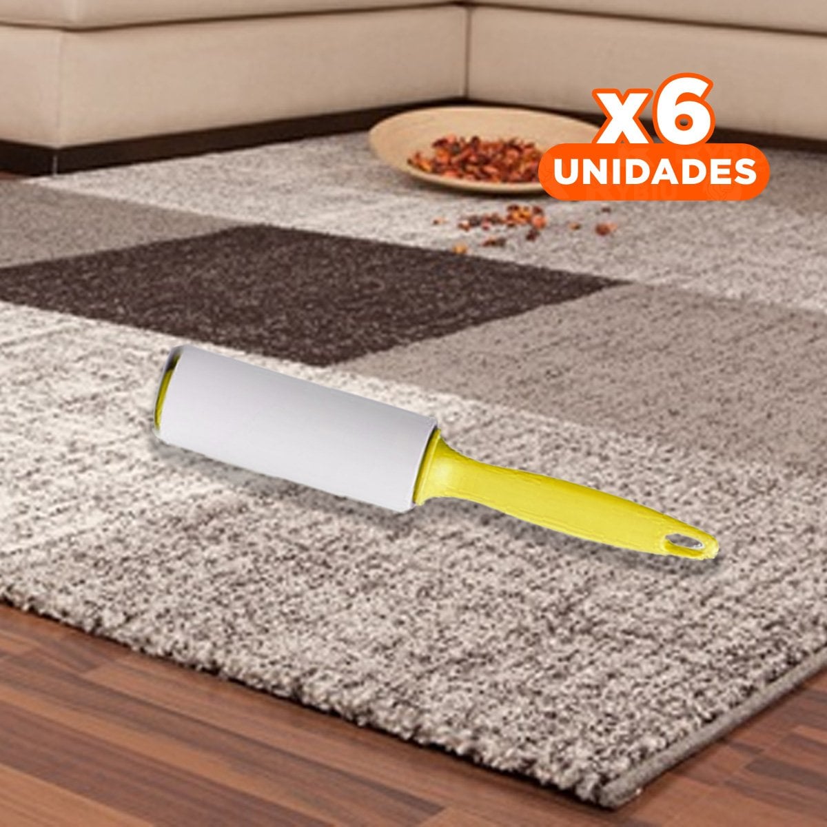 PACK6 ACCESORIO QUITA PELUSA EN RODILLO ADHESIVO PARA TELAS AMARILLO PRO - 1