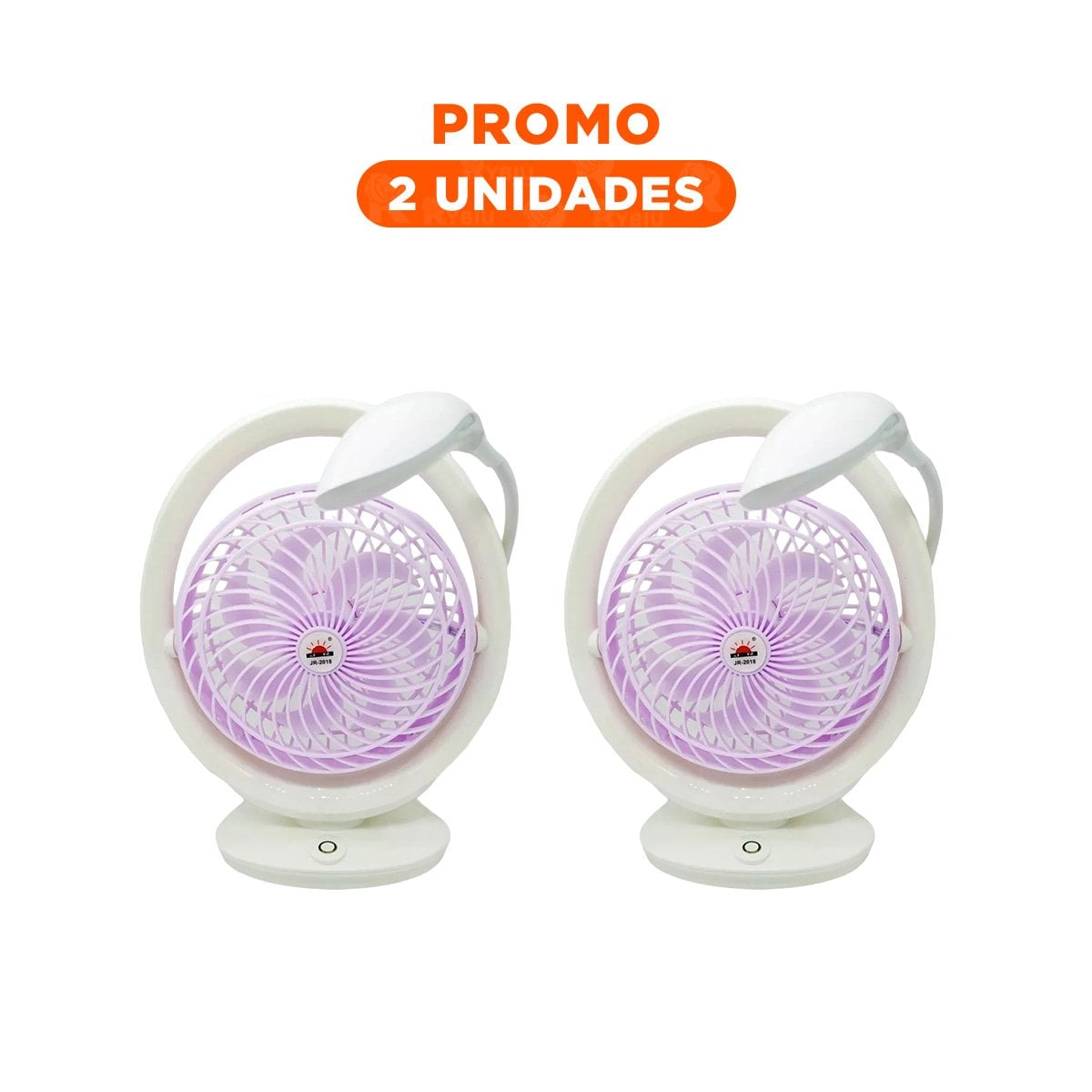 PACK2 ABANICO COMPACTO RECARGABLE CON ILUMINACION INTEGRADA 3 VELOCIDADES LILA Y+REGALO STICKER - 1