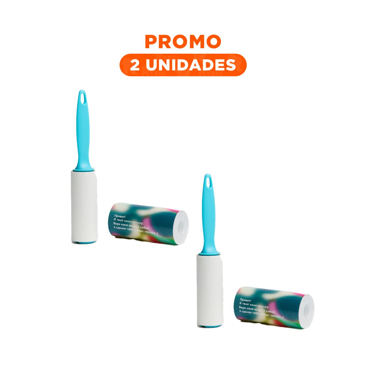 PACK2 LIMPIADOR DE PELUSA EN RODILLO MANUAL PARA USO DIARIO CELESTE Y+REGALO STICKER - 1