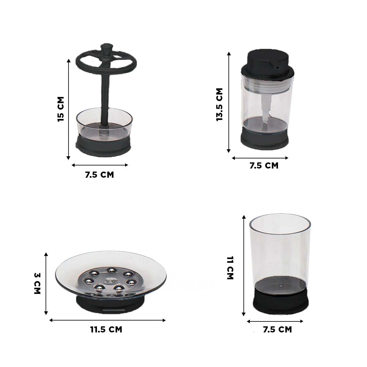 SET ASEO 4 PIEZAS COLOR NEGRO PARA ORDEN DIARIO EN HOGAR MODERNO PREMIUM - 4