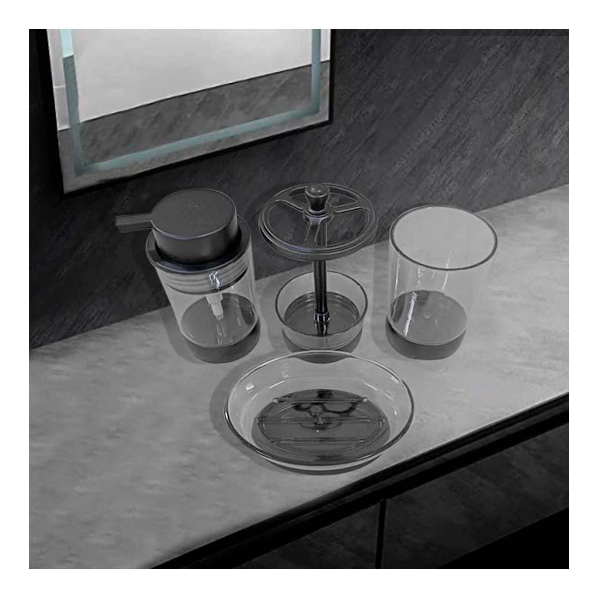 SET ASEO 4 PIEZAS COLOR NEGRO PARA ORDEN DIARIO EN HOGAR MODERNO PREMIUM - 5