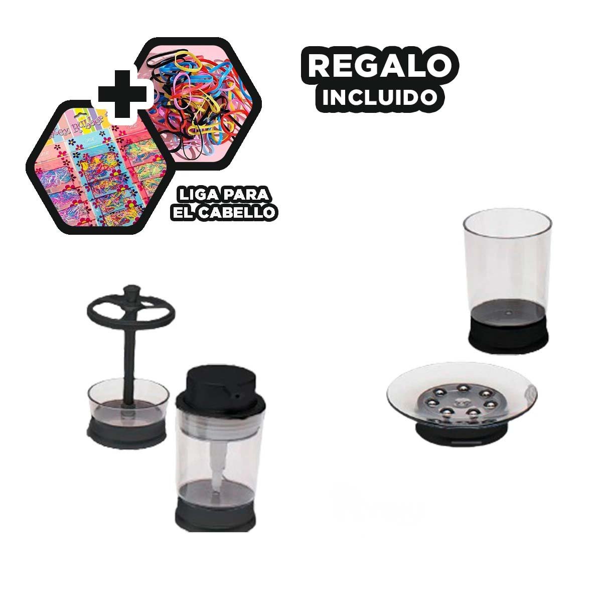 SET DECORATIVO ASEO 4 PIEZAS NEGRO PARA ORDEN PERSONAL DIARIO EXTRA PLUS Y+LIGAS REGALO - 2