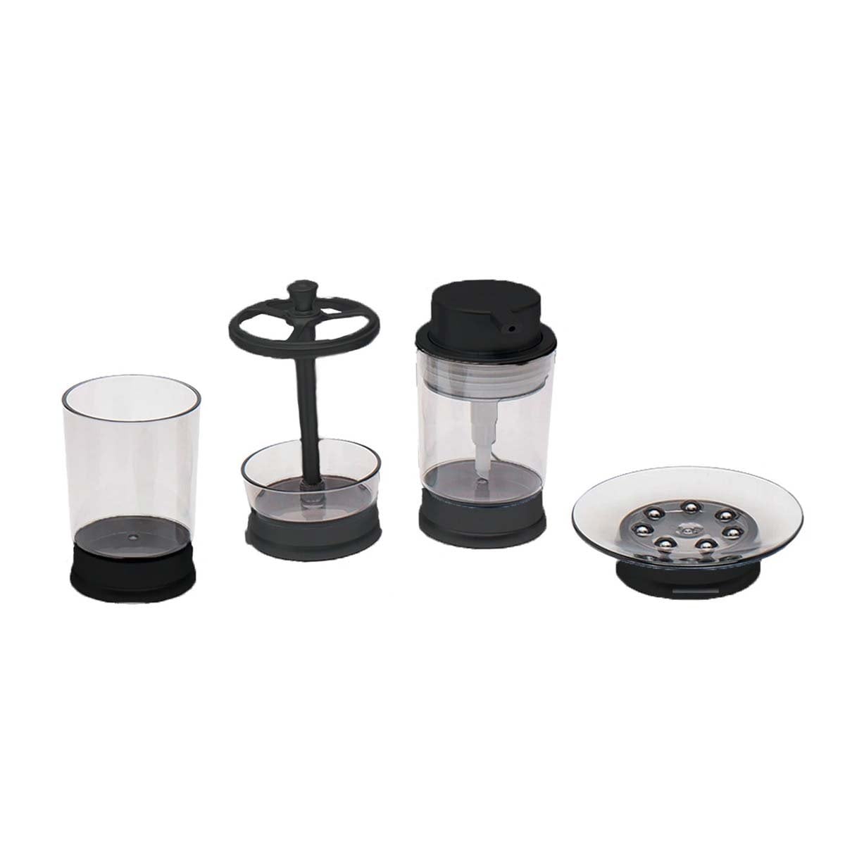 PACK4 COLECCION FUNCIONAL ASEO 4 PIEZAS NEGRO PARA HOGAR MODERNO TOTAL MAXIMO Y+PAPEL REGALO - 3