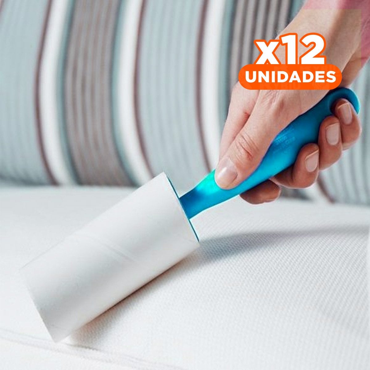 PACK12 HERRAMIENTA QUITA PELUSA EN RODILLO PARA ROPA CELESTE Y+PAPEL REGALO - 1
