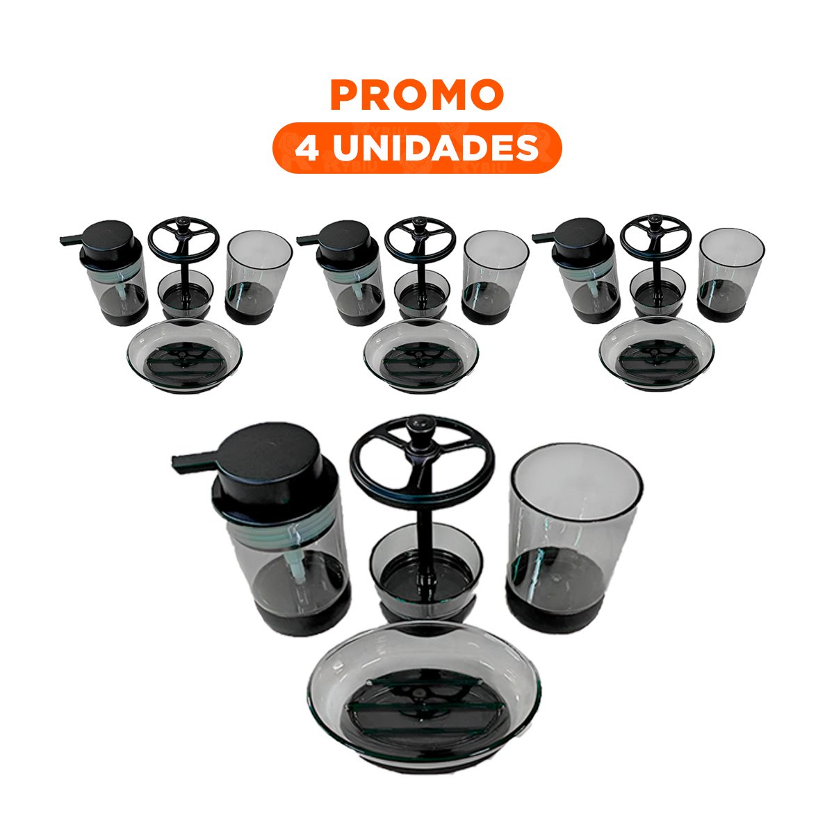 PACK4 COLECCION DECORATIVA ASEO 4 PIEZAS NEGRO ORDEN PERSONAL DIARIO EXTRA PLUS - 1