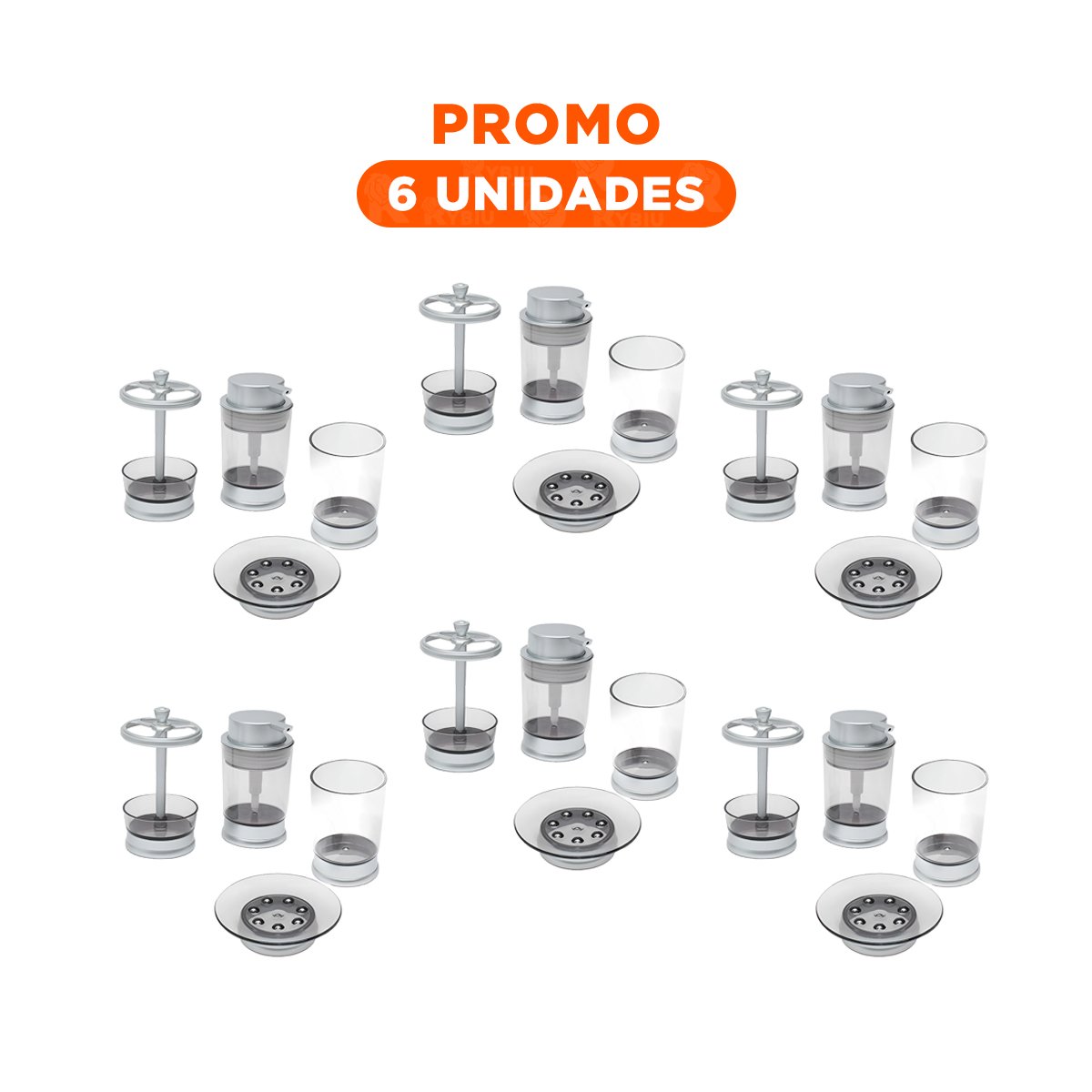 PACK6 COMBO DECORATIVO ASEO 4 PIEZAS PLATEADO ORDEN PERSONAL DIARIO EXTRA PLUS Y+REGALO STICKER - 1