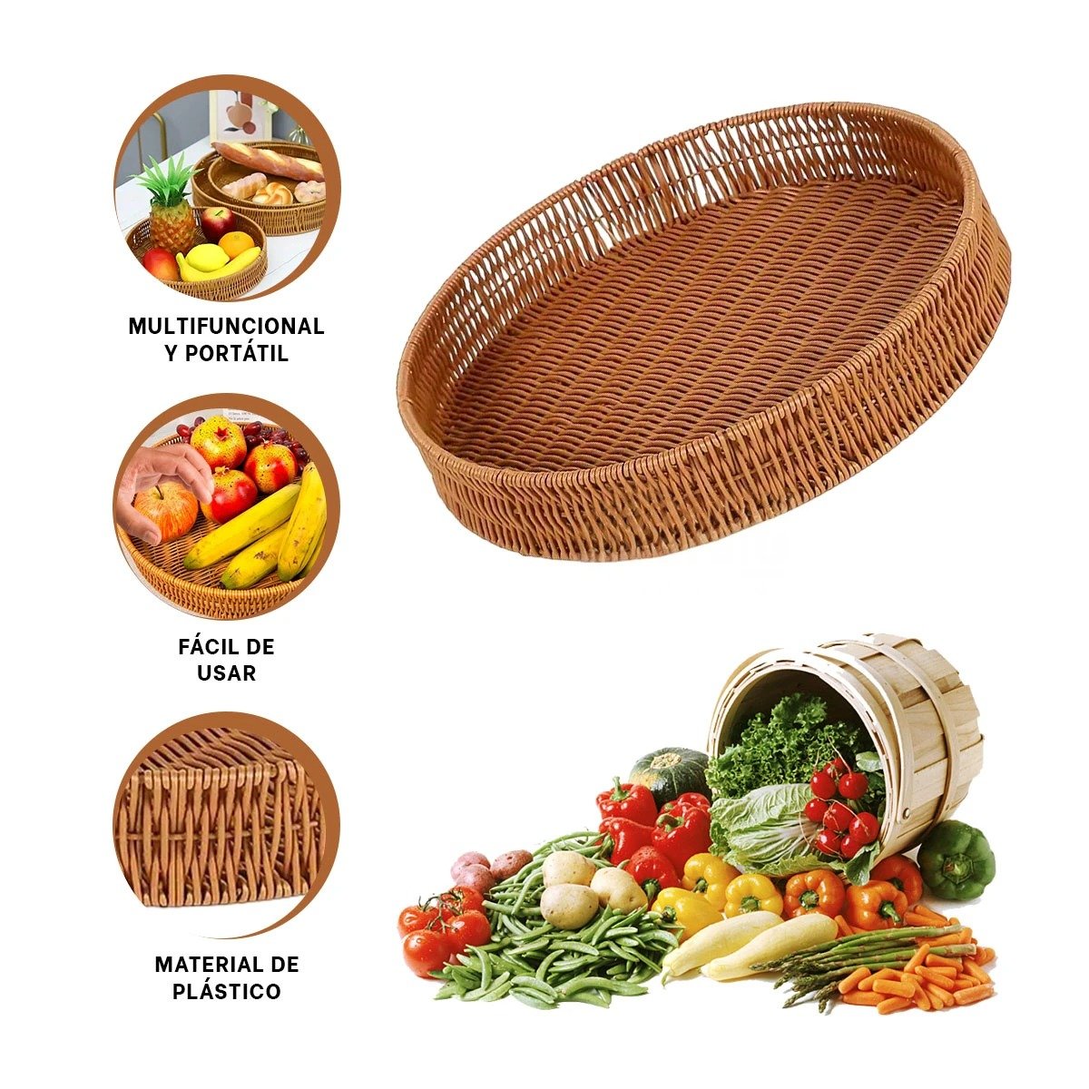 BANDEJA ORGANIZADORA TEJIDA CIRCULAR 26CM MARRON PARA ESPACIOS DEL HOGAR ACTUAL Y+PAPEL REGALO - 5