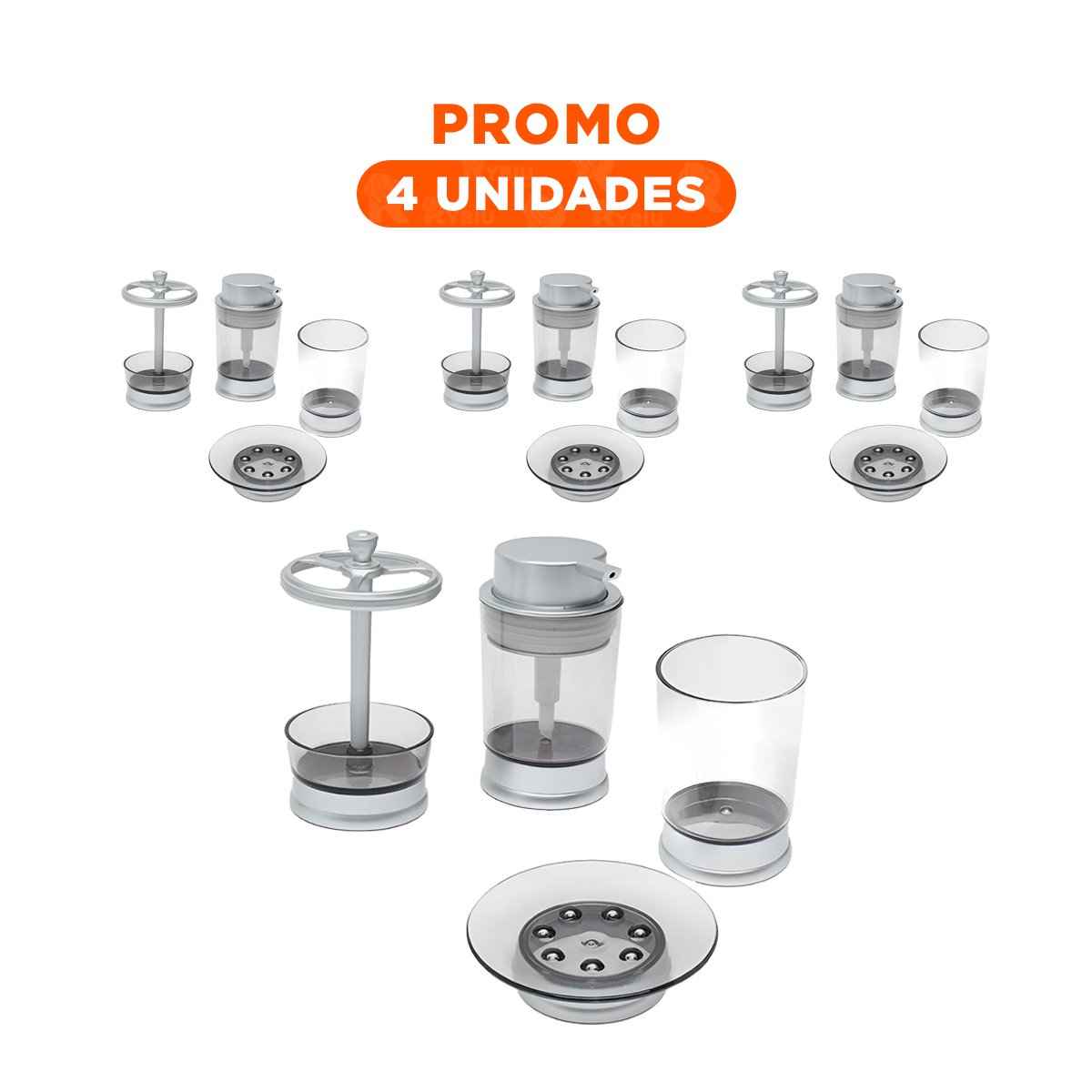 PACK4 COLECCION DECORATIVA ASEO 4 PIEZAS PLATEADO ORDEN PERSONAL DIARIO EXTRA PLUS - 1