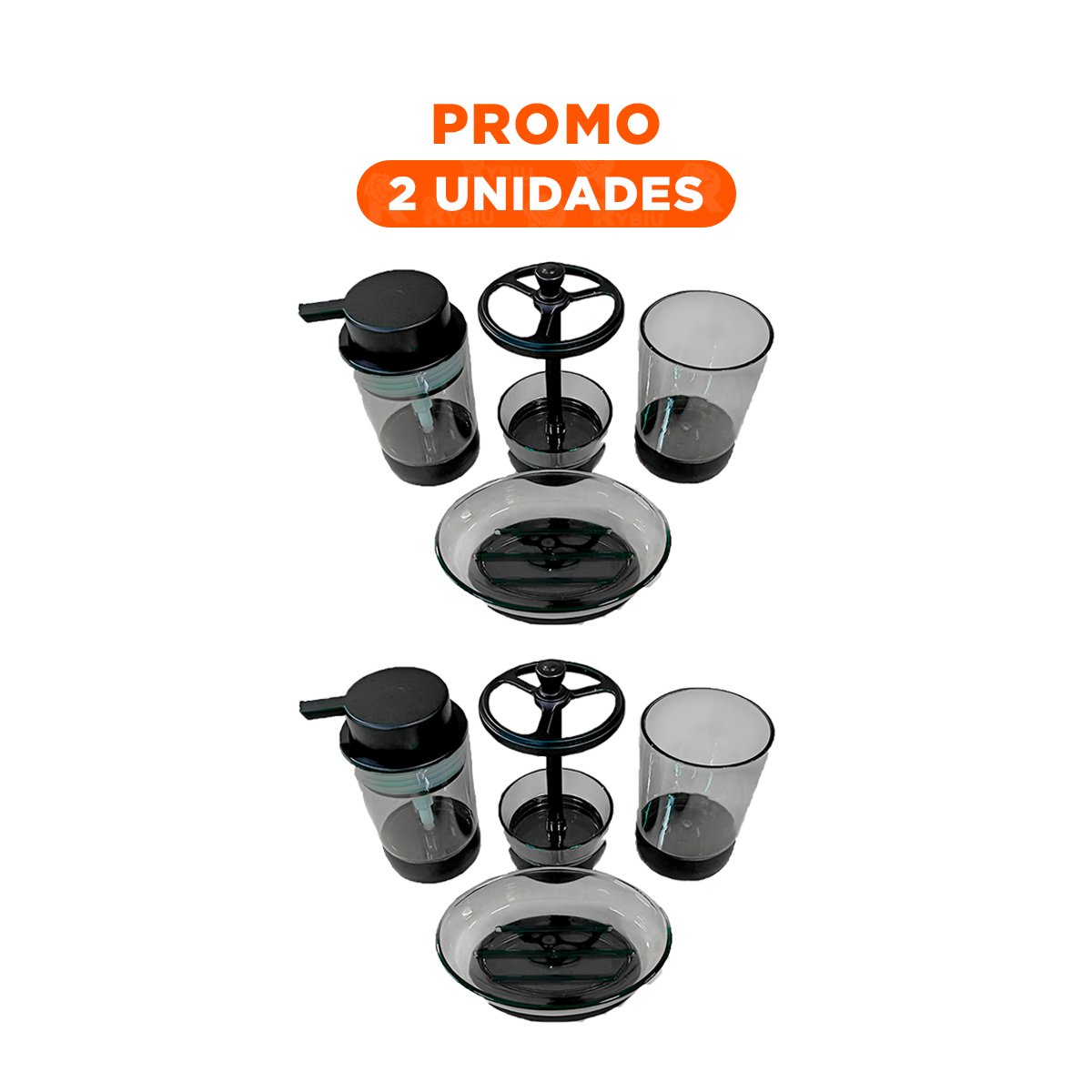 PACK2 COLECCION PRACTICA ASEO 4 PIEZAS NEGRO USO DIARIO CASA HOGAR NUEVO EXTRA Y+REGALO STICKER - 1