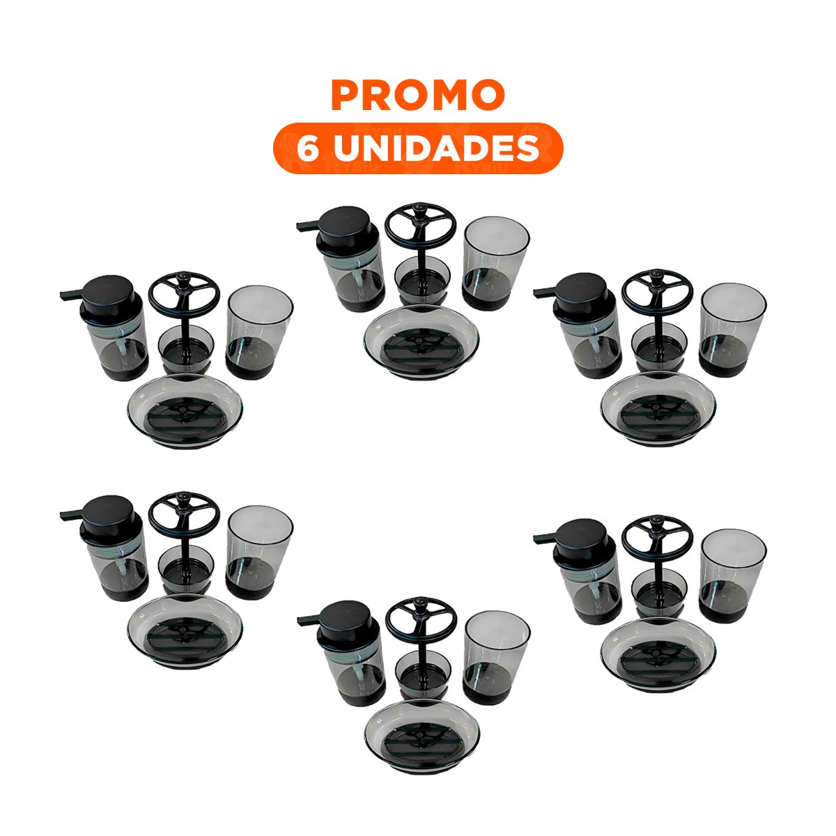 PACK6 COMBO DECORATIVO ASEO 4 PIEZAS NEGRO ORDEN PERSONAL DIARIO EXTRA PLUS Y+REGALO STICKER - 1