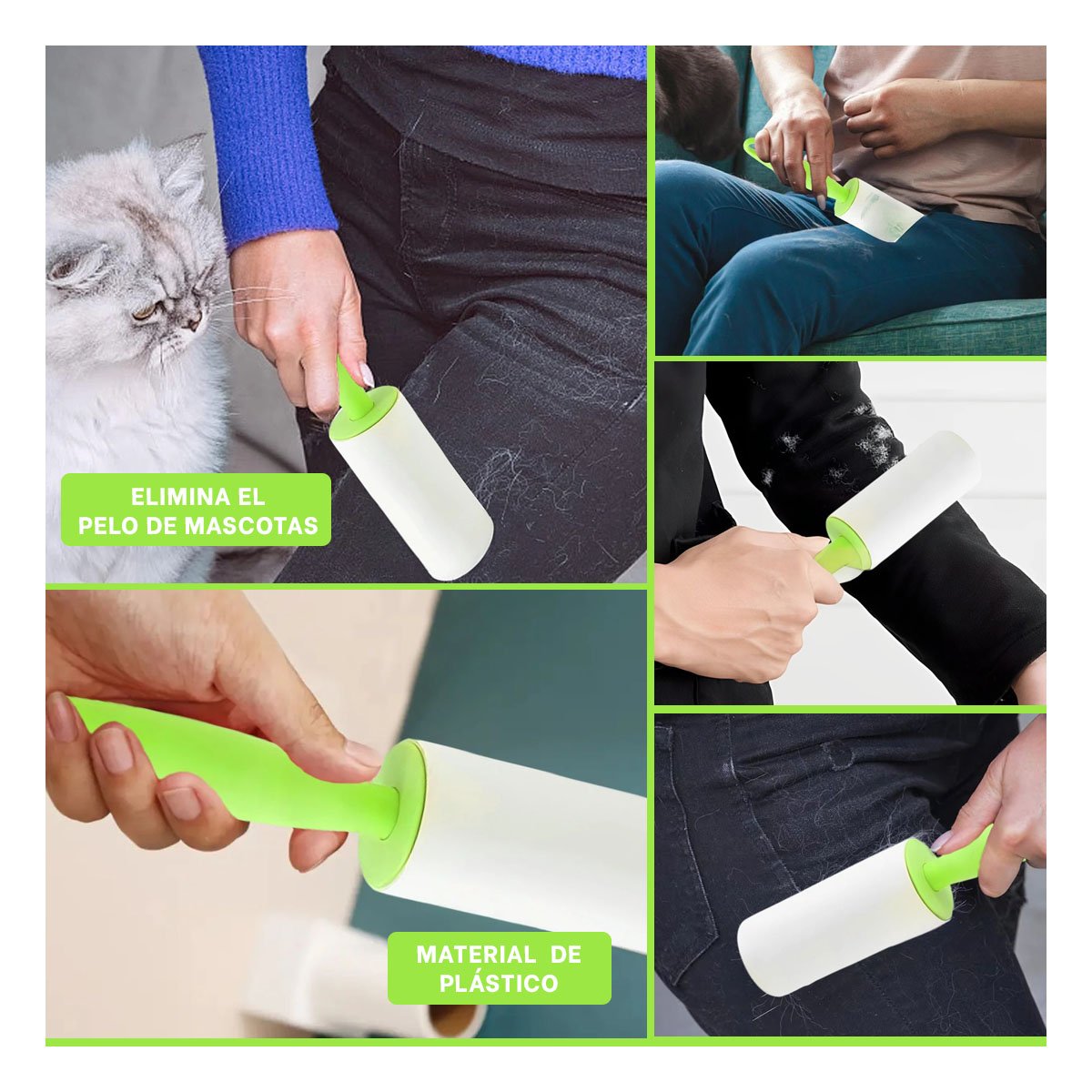 PACK4 ACCESORIO QUITA PELUSA EN RODILLO PARA ROPA VERDE PLUS NUEVO Y+REGALO STICKER - 2