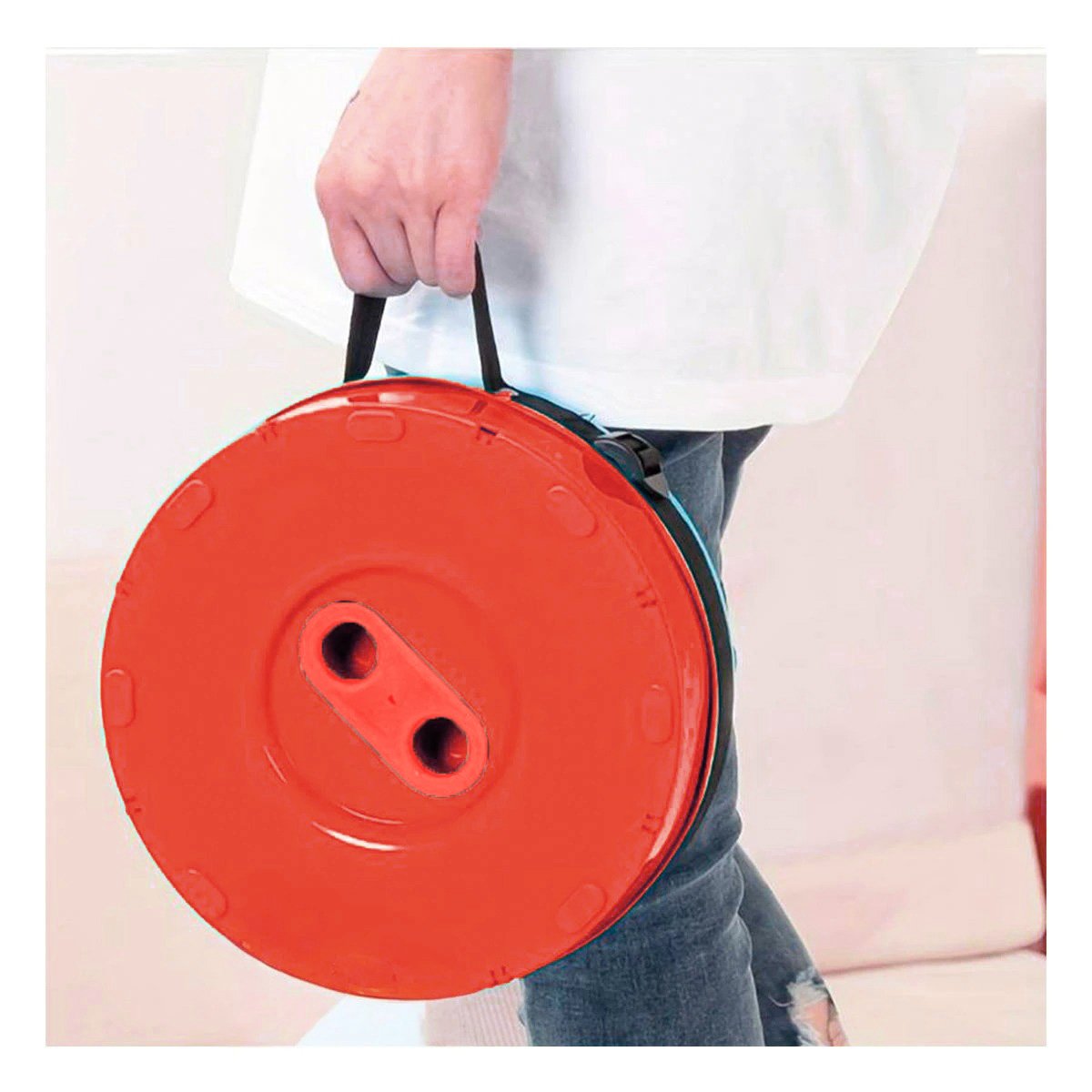 SILLA PRACTICA PLEGABLE 2 SEGUROS PORTATILES ROJO NEGRO HOGAR MODERNO Y+PAPEL REGALO - 2